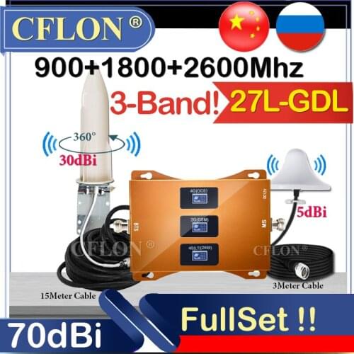 New!! 900 1800 2600Mhz GSM DCS LTE Tri-Band CellPhone 4G Cellular Amplifier GSM Repeater 2G 3G 4G Data Signal Booster Repeater