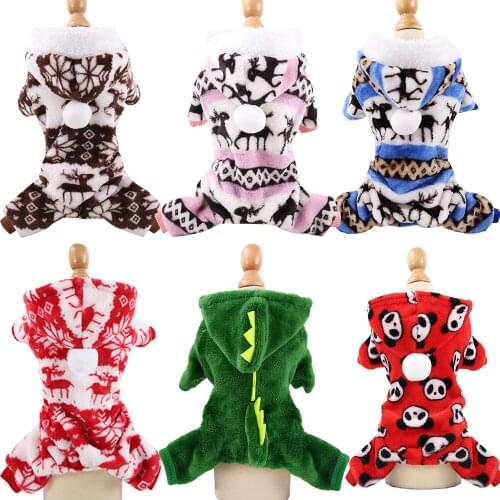 Dog Clothes Pajamas Jumpsuit Hoodies Fleece legs Warm Dog Clothing Winter Pet Clothes Puppy Outfit Small Dog Costume Apparel