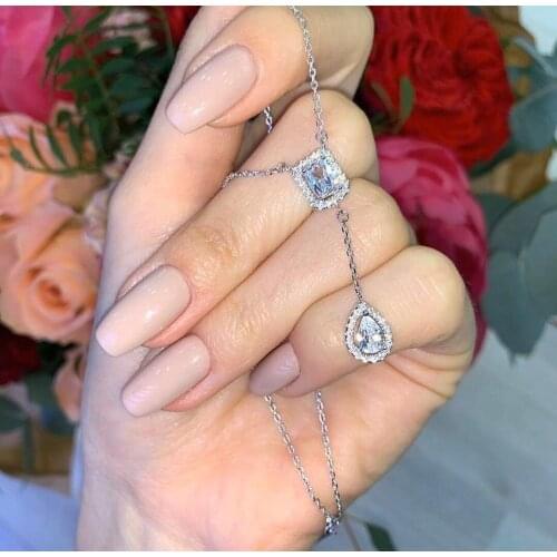 HIBRIDE Elegant Fashion Geometry AAA Cubic Zircon Trendy Geometric Lariat Necklace For Women Wedding Dubai Pendant Necklace P28