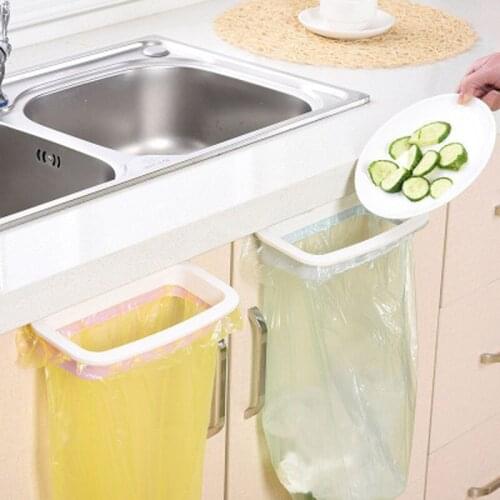 Hanging Kitchen Cupboard Door Trash Bag Storage Rack Garbage Bag Holder Creative Space Saving Trash Hanging Rack Shelf Organizer