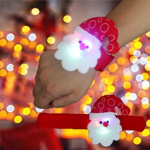 Christmas Glowing Wrist Bracelet Santa Claus Snowman Elk Kids Boys Girls Favor Wrist LED New Year Festival Party DIY Decoration
