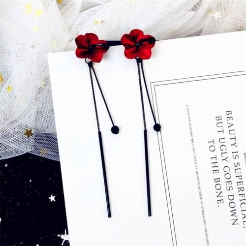 Retro green flowers Tassel earrings temperament long pendant ear pendant style lady ear nail resin earrings