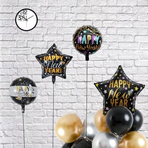 18 Inch Happy New Year Balloon Happy New Year Round Ball Happy New Year Atmosphere Party Decoration Balloon abc7