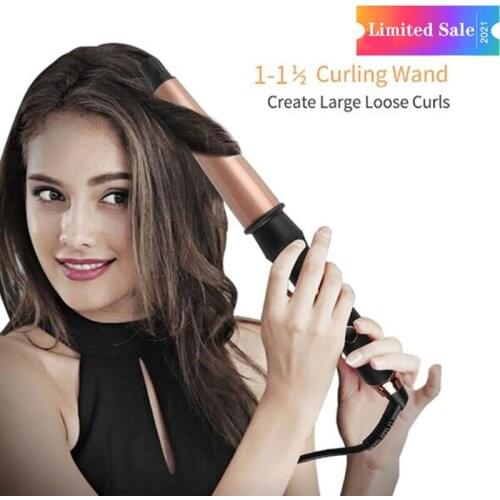 Curling Iron 1.5 inch with Tourmaline Ceramic Coating Hair Curling Wand 1 1/2 inch with Anti-scalding Insulated Tip Hair Salon