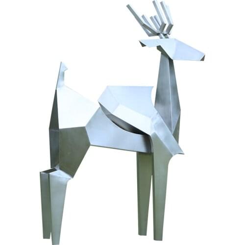 Stainless steel blessed deer sculpture sales department outdoor garden landscape lawn landing Abstract animal large ornaments