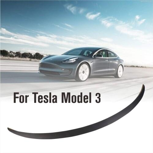 Model 3 Real Carbon Fiber Spoiler for Tesla Model 3 Tail Wing Rear Trunk Lid Spoiler Wing Compatible Model 3 2018 2019 2020 2021
