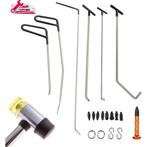 Rods Paintless Dent Repair with 8 Taper Head and S-Hook for Car Auto Body Dents Hail Damage Removal Stainless Steel Hands Tools