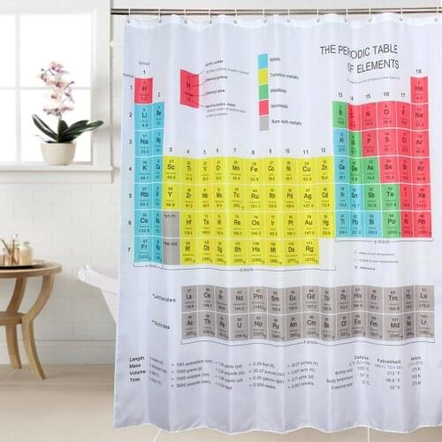New Periodic Table of Elements Bathroom Curtains Waterproof 3D Print Shower Curtain White Fabric Curtain For The Bath 180x180cm