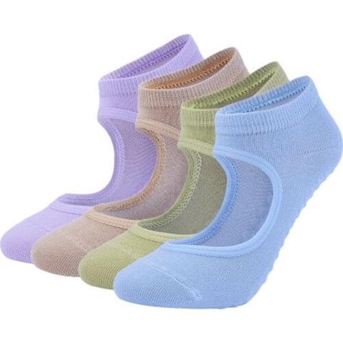 Women High Quality Pilates Socks Anti-Slip Breathable Backless Yoga Socks Ankle Ladies Ballet Dance Sports Socks for Fitness Gym