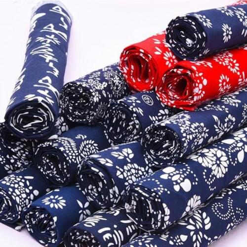 1 meter Vintage Stlye Floral Tilda Cloth Blue And Red Cotton Patchwork Sewing Tissue For Craft Quilts Material Para Artesanato