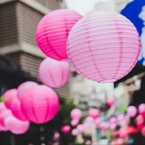 10 Pcs/ Lot Colorful Chinese Paper Lantern For Christmas Wedding Birthday Party Decoration Hanging Paper Ball Festival Supplies