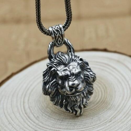100% Real 925 Sterling Silver Lion head Pendant Thai Silver Hip-hop Rock Power Lion Pendant Fashion Jewelry Gifts Free Shipping