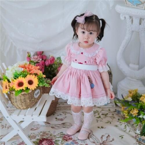 2020Summer Spanish Girls Cotton Delicate Lace Alice Embroidered Princess Dress Holiday Party Wedding Dress Girls Party Dress