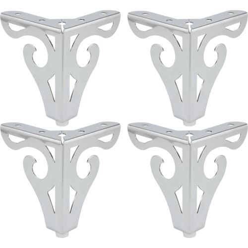 4pcs Hollow Out Metal Furniture Legs Unfinished Bun Feet for Cabinet Sofa TV Stand Loveseat Dresser