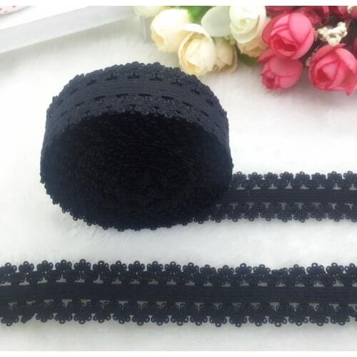 5yards/lot 3/4" 20mm Multirole Black Fold Over Elastic Spandex Lace Band Ties Hair Accessories Lace Trim Sewing Notion