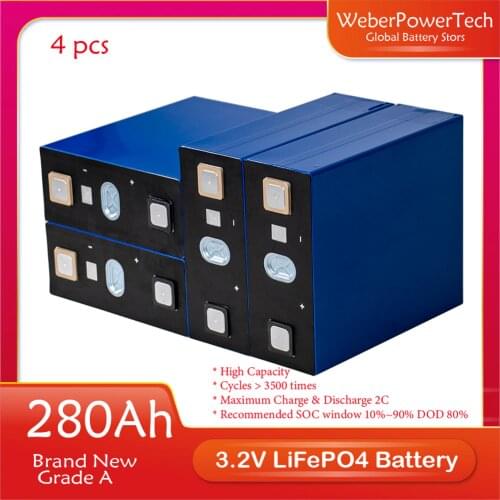 3.2V 280AH Brand New Version Lifepo4 Grade A Fully Matched DIY Rechargeable Battery Pack US EU Tax Free Shipping With Busbars