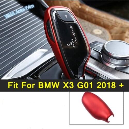 Lapetus Car Gear Head Shift Knob Handle Cover Trim Sticker Plastic Fit For BMW X3 G01 2018 - 2021 Red / Carbon Fiber Accessories