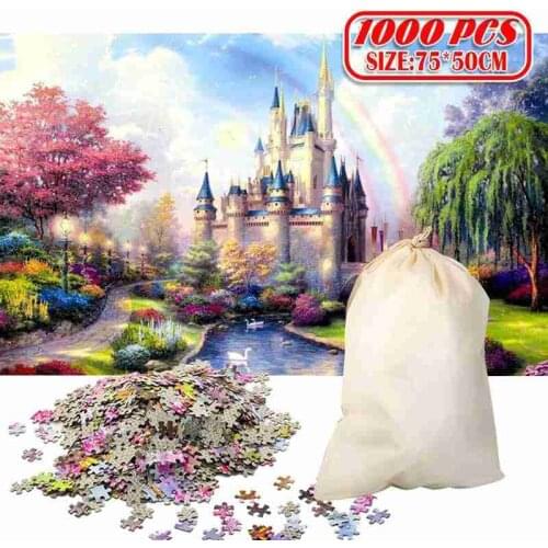 Paper Jigsaw Puzzles 1000 Pieces Landscape Picture Puzzles For Adult Kids Educational Toy Rainbow Castle Puzzles Home Decoration