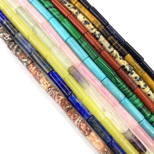 1 Strand Fashion Natural Semi-precious Stone Tube Beads Cystal Agate DIY for Making Necklace Bracelet Accessions 4x13mm Size