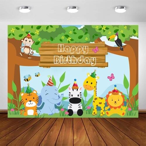 Jungle Safari Theme Birthday Party Decorations Backdrop Zoo Wild Animals Photo Booth Photography Background Banner Custom