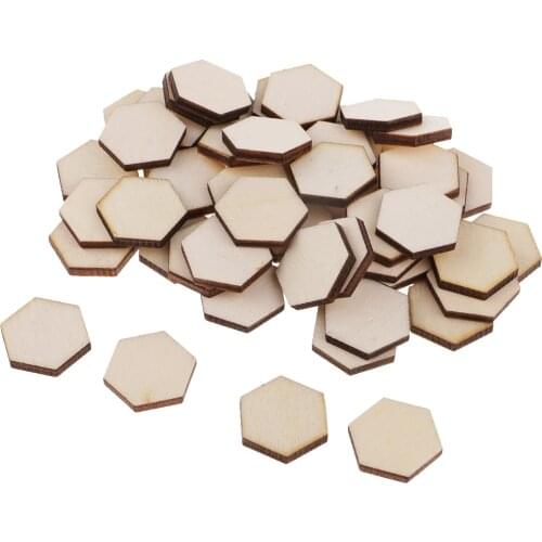 54pc 1.8x1.8cm Wood Hexagon Crafts Cutout Shape Unfinished Wood Mosaic Tile