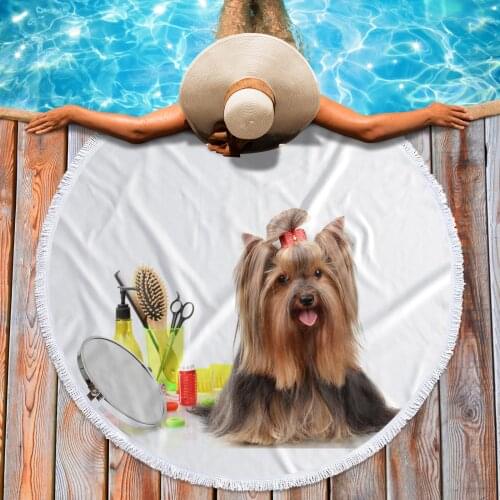 Pet Dog Beach Towel Tropical Round Beach Towels for Adult Kids Bath Towel Yoga Mat