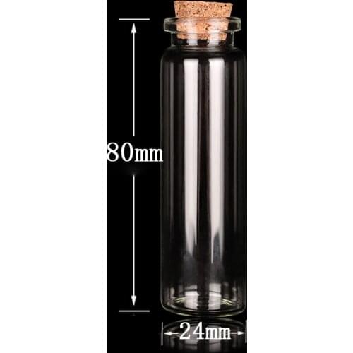 Hot sale 24 * 80mm cork bottles 30ml test tube bottle drift bottles Wishing bottle 300pcs/lot