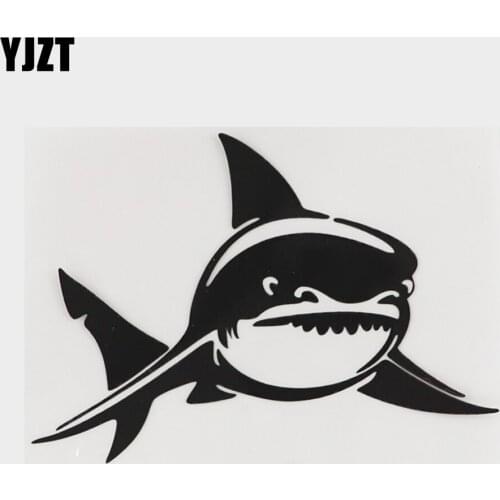 YJZT 13.9CM×9.8CM Personality Vinyl Marine Animal Great White Shark Decal Car Sticker 18A-0220