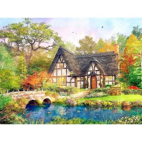 CHENISTORY Forest House Landscape Oil Painting By Numbers Kits For Adults Children Unique Gift 40x50cm Frame On Canvas Home Arts