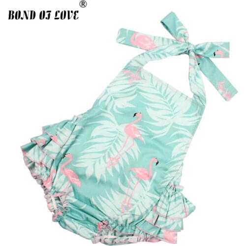Baby Boys Girls Rompers Newborn Summer Cotton Flamingo Pattern Sleeveless One-pieces Suspender Jumpsuits Infant Clothes Outfits