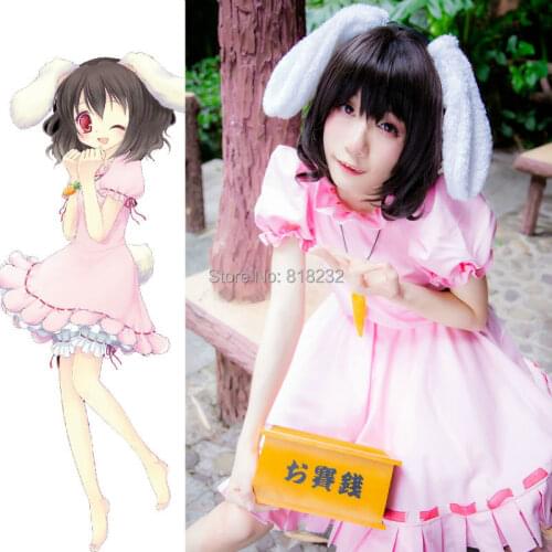 Touhou Project Tewi Inaba Sweet Pink Dress Uniform Outfit Cosplay Costumes