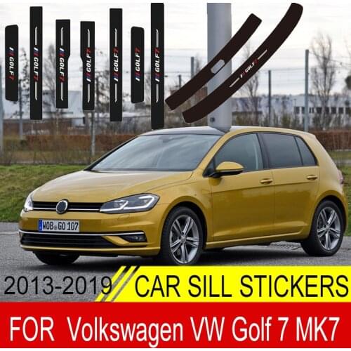 Car Door Sill Leather Stickers For Volkswagen VW Golf 7 MK7 Cover Protection Carbon Fiber Threshold Strip Front Rear Taildoor