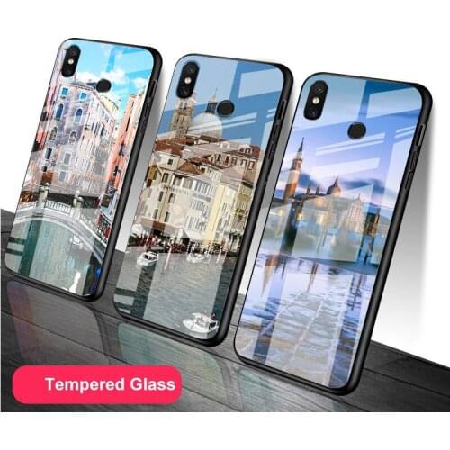 Beautiful city Venice town Tempered Glass Phone Case For Redmi Note 5 6 7 8 9 Pro Note8T Note9S Redmi8 9 Cover Shell