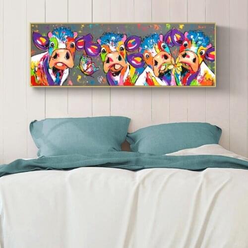 Colorful Animal Cows Wall Art Canvas Painting Vrolijk Schilderij Posters Prints Picture for Living Room Home Decor