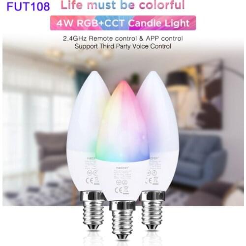 Miboxer 4W E14 LED Candle Light RGB+CCT Spotlight Bulb lamp FUT108 Decorative lights for Bedroom room lighting