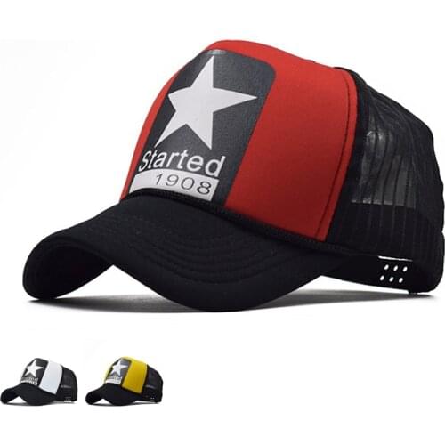 Men Five-pointed Star Printing Mesh Hip-Hop Cap Unisex Snapback Adjustable Baseball Cap Women Mesh Cotton Casual Wild Sun Hat