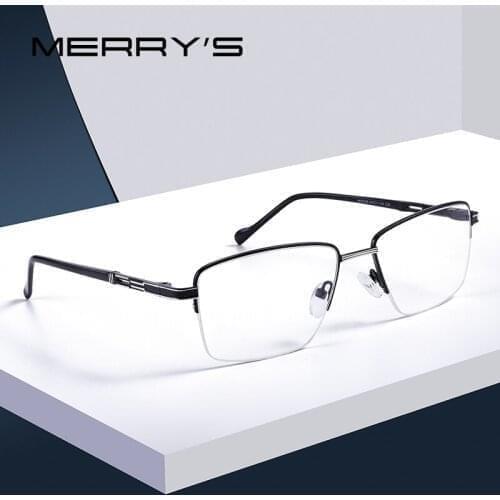 MERRYS Alloy Optical Glasses Frame Men Business Style Myopia Prescription Eyeglasses Half Optical Frame S2208