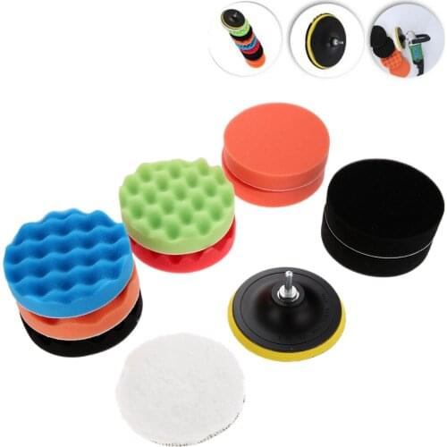 Yetaha 12Pcs 5/6/7" Buffing Sponge Polishing Pad Kit Set For Car Polisher Buffer Wax Car Detailing Cleaning Wheel