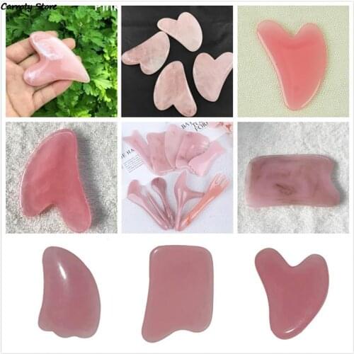 Natural Rose Quartz Jade Gua Sha Board Acupuncture Massage Face Lifting Stone Guasha Scraping Facial Gouache Pink Quartz Massage