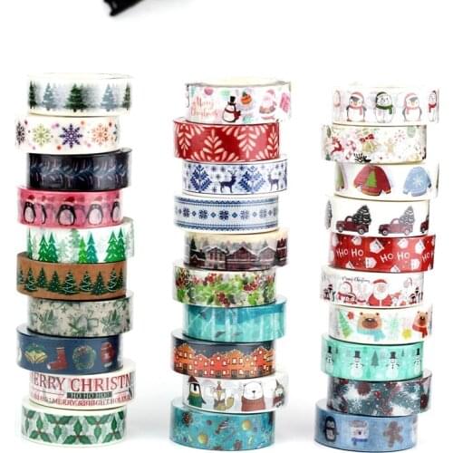 NEW 1PC 10M Cute Polar bear Penguin Snowflake Reindeer Red Trucks with Christmas Tree Masking Washi Tape Set Decor Stationery