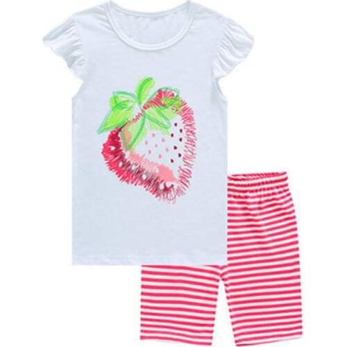 Baby Girls clothing sets fashion Girls suits sleepwear cotton strawberry pattern short-sleeve t-shirts+shorts pajamas set S102