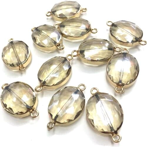 Natural Yellow Quartz Pendants Double hole connector Pendants for Jewelry Making DIY Accessories Fit Necklaces Size 20x35mm