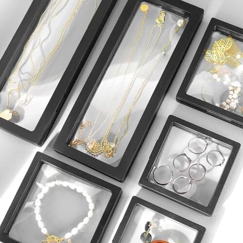 Transparent Suspension Display Cases Albums Frame Show Case Jewelry organizador Box for Necklace Storage Holder floating display