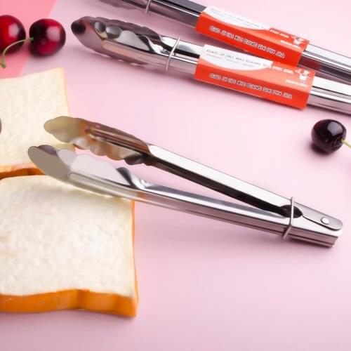 Stainless Steel Cooking Tongs Non-Stick Barbecue Tongs Bread Tongs Salad Serving Tong Anti Heat Bread Clip BBQ Tool Coxeer