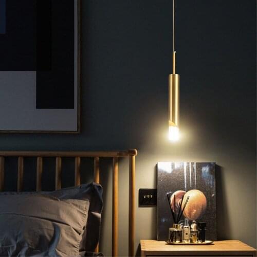 Nordic LED COB Chip Long Tube Pendant Lamp Decor Bedroom Bedside Kitchen Island Hanging Light Bar Restaurant Porch Droplights