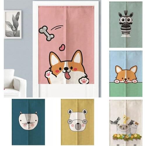 Cute Cartoon Children Room Door Curtain Half Panel Curtain Home Decoration Partition Curtain Blackout Curtain