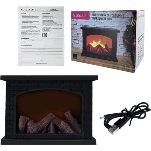 USB LED Retro Simulation Flame Fireplace Light AA Battery Courtyard Room Decor Flame Effect Night Light Halloween Decor Props