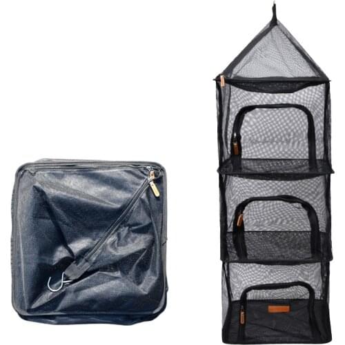 Outdoor Camping Folding Square Drying Net Multi-function Four-layer Fruits And Vegetables Drying Fish Basket