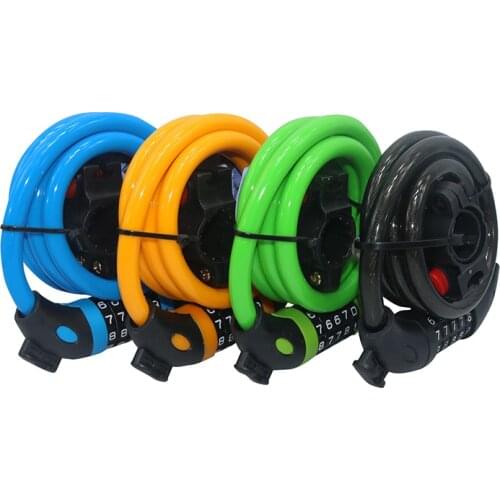 Bike Lock 5 Digit Code Combination Bicycle Security Lock 1200 mm x 12 mm Steel Cable Spiral Bike Cycling Bicycle Lock