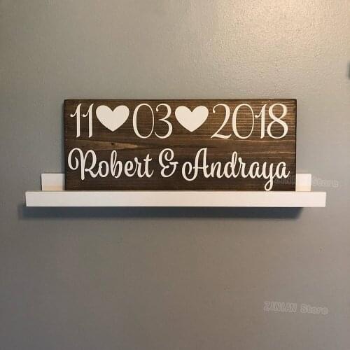 Wedding Engagement Date Sign Stickers Custom Groom Bride Name Vinyl Wall Decal Wooden Personalised Gifts for Wedding Z290